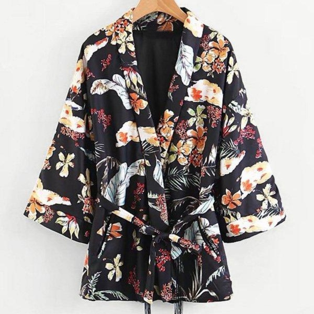 Floral Print Light Kimono Coat